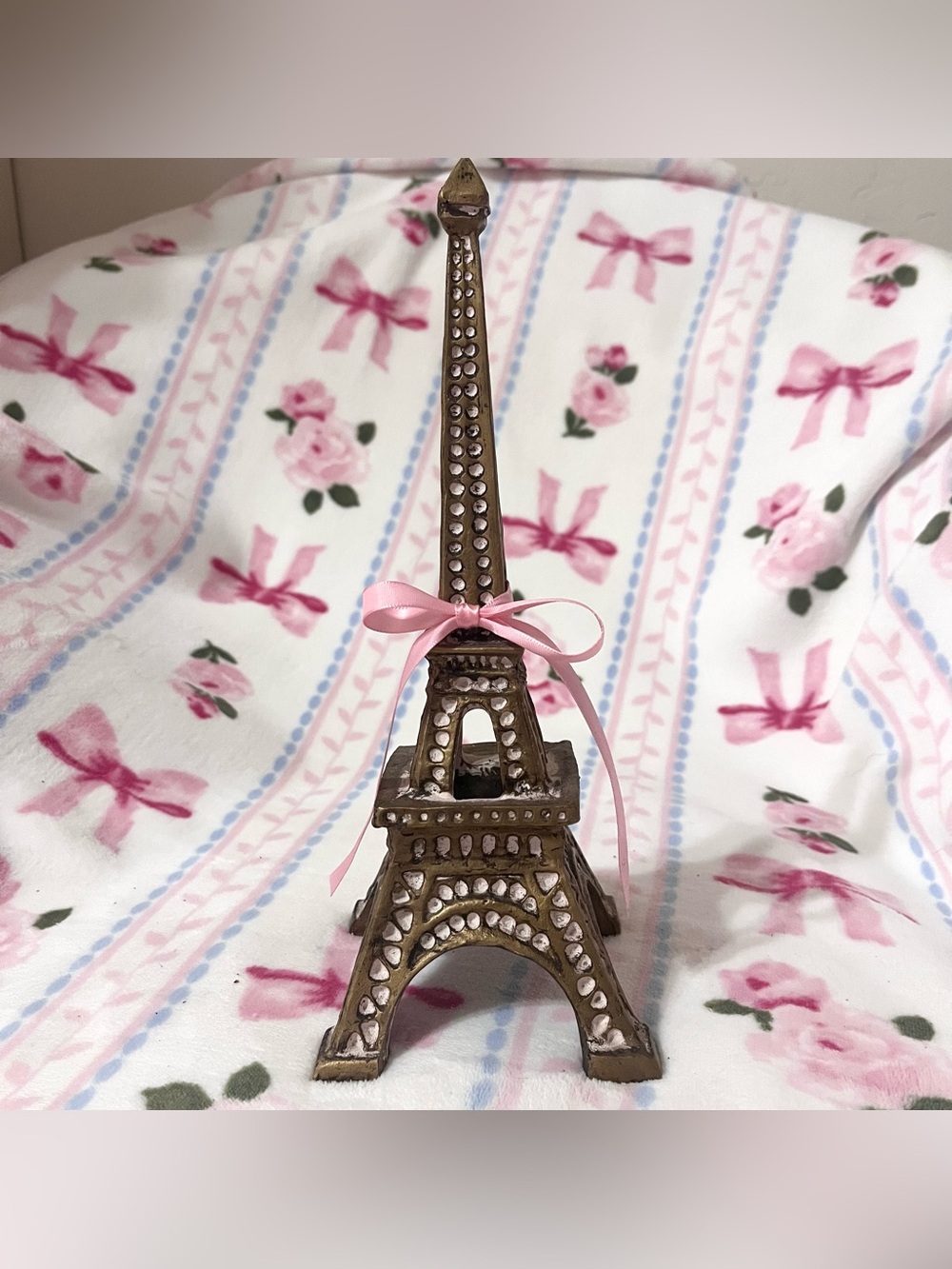 Ashland Eiffel Tower Decor with Pink Ribbon
